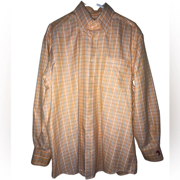 Peter Millar Other - Peter Millar GASPARILLA Button Up Pirate Size Medium Orange Plaid Golf Preppy